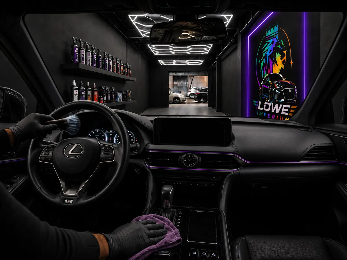 Limpieza interior de coche: aspirado, tapizados y cristales en centro de detailing Valencia
